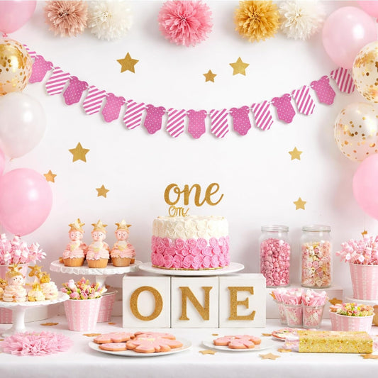 Pink Baby Dress Garland – First Birthday Party Dessert Table & Backdrop Decoration