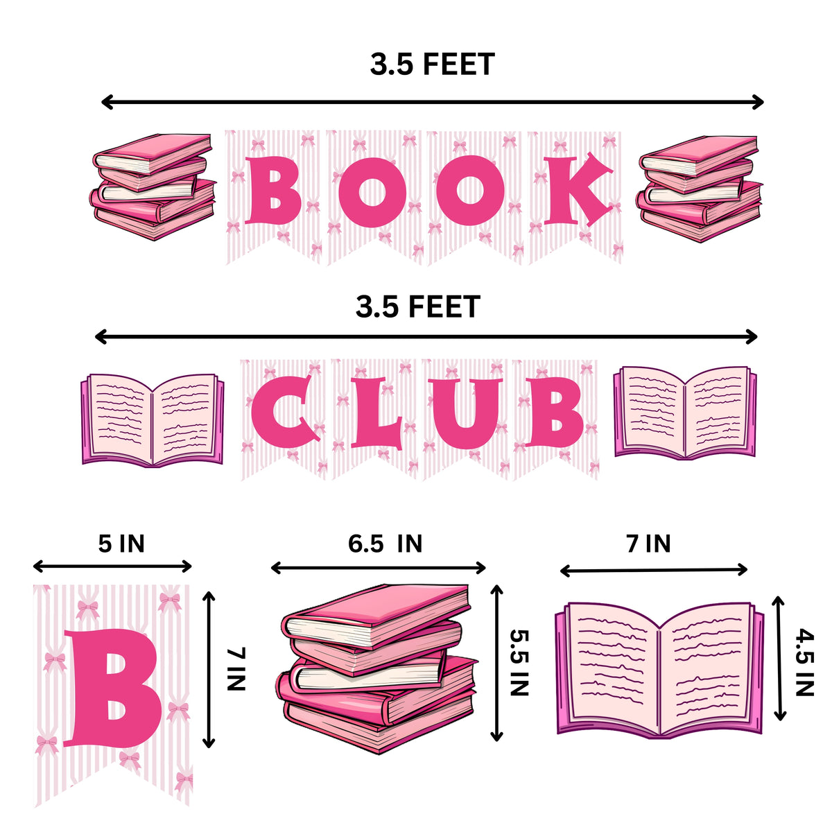 Pink Book Club Banner Garland – Coquette Reading Theme Party Decoration