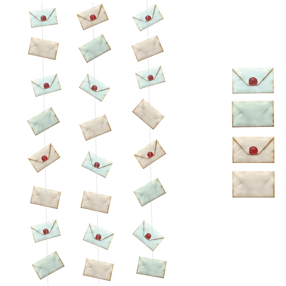 envelope garland banner hanging wall decor with wax seal design